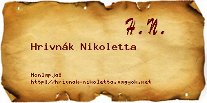 Hrivnák Nikoletta névjegykártya